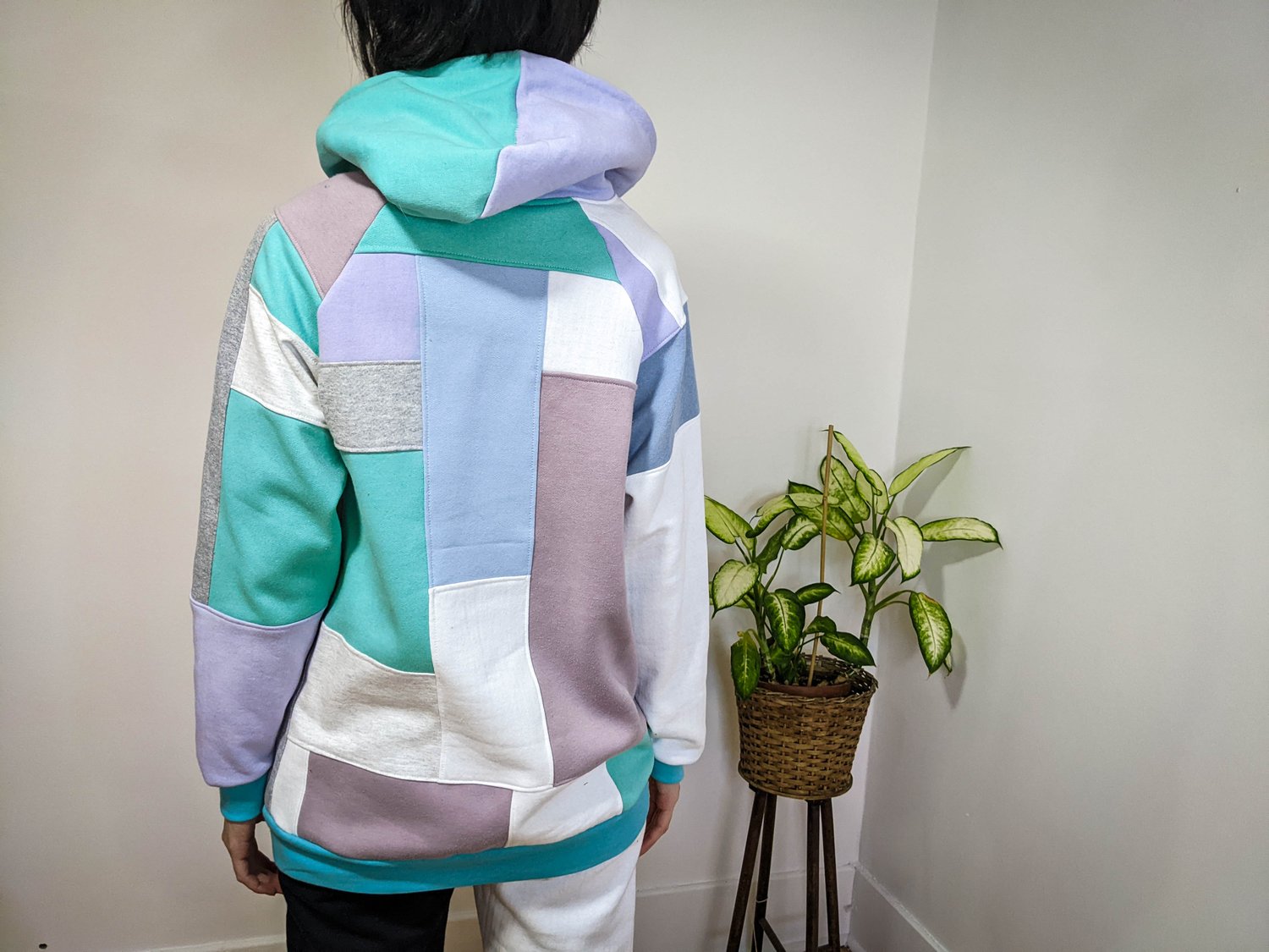 Image of OAK Pastel Up-cycled Scrap Fabric Patchwork Hoodie