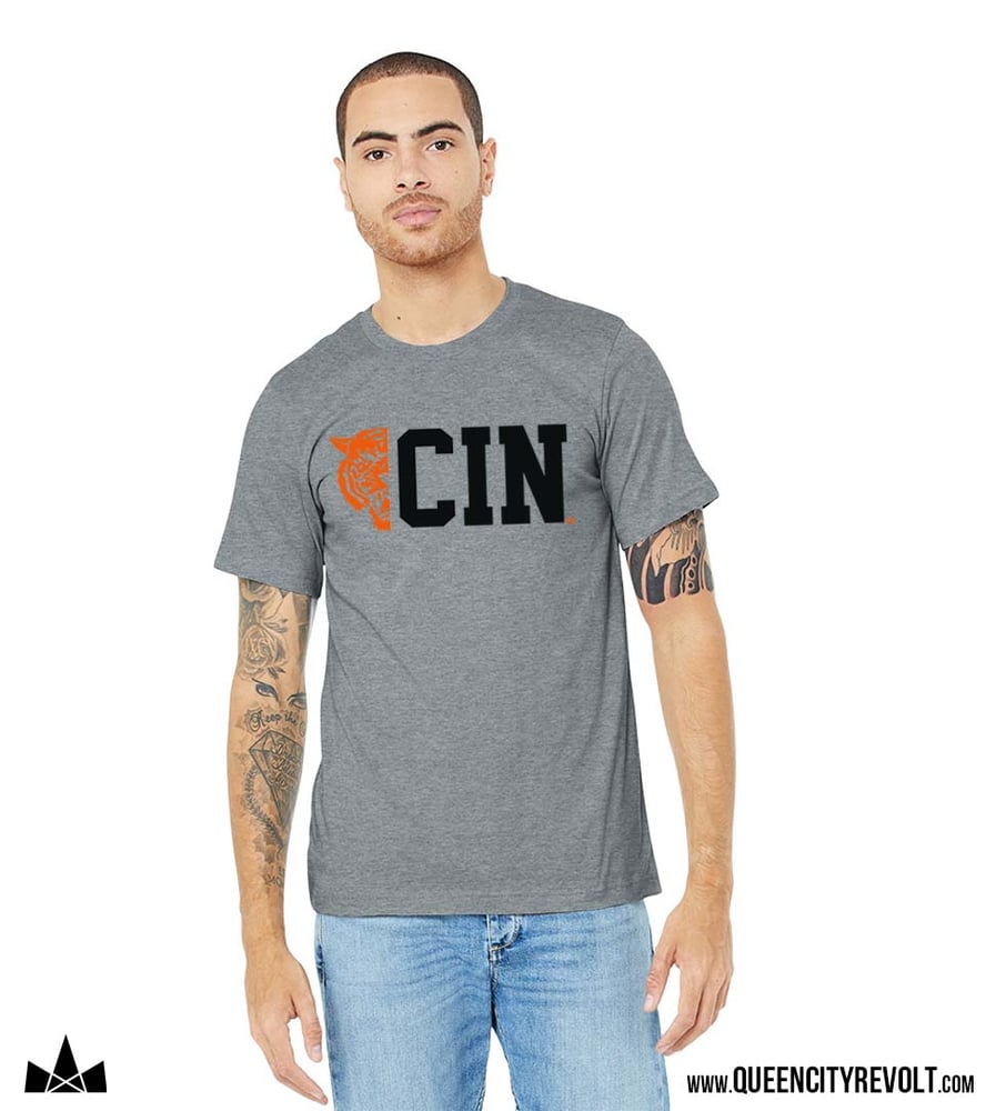 Image of Cincinnati Football, CIN tee, Grey