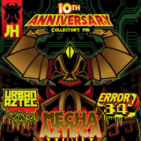 Image 1 of Mecha Azteca Galaxy Gold Limited Edition Pin by Urban Aztec-Error1984 Exclusive