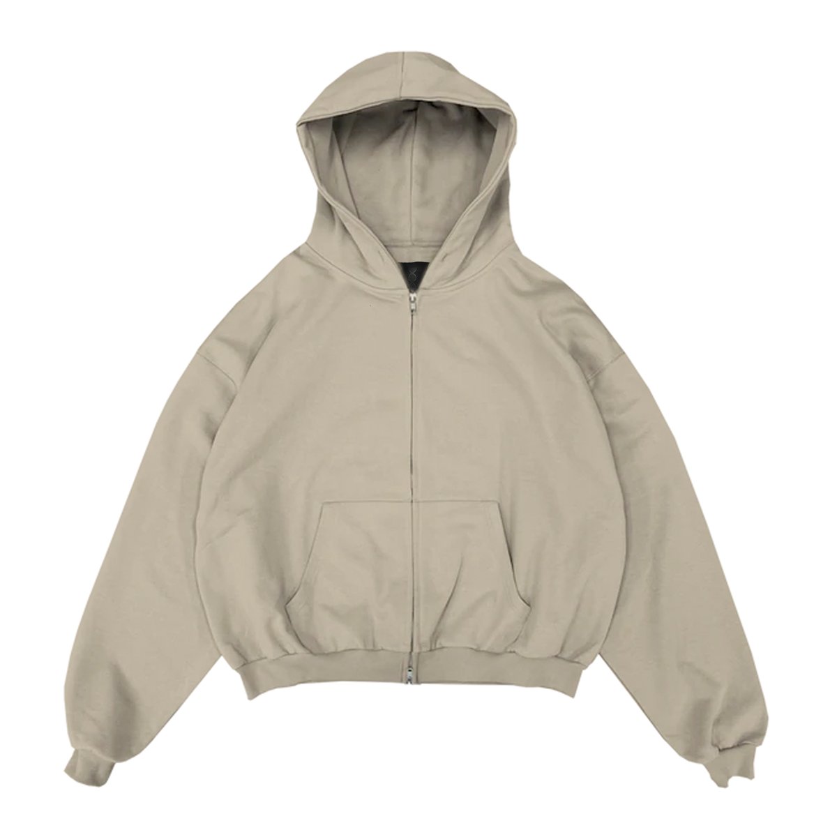 Image of STONE BOXY ZIP THROUGH HOODIE
