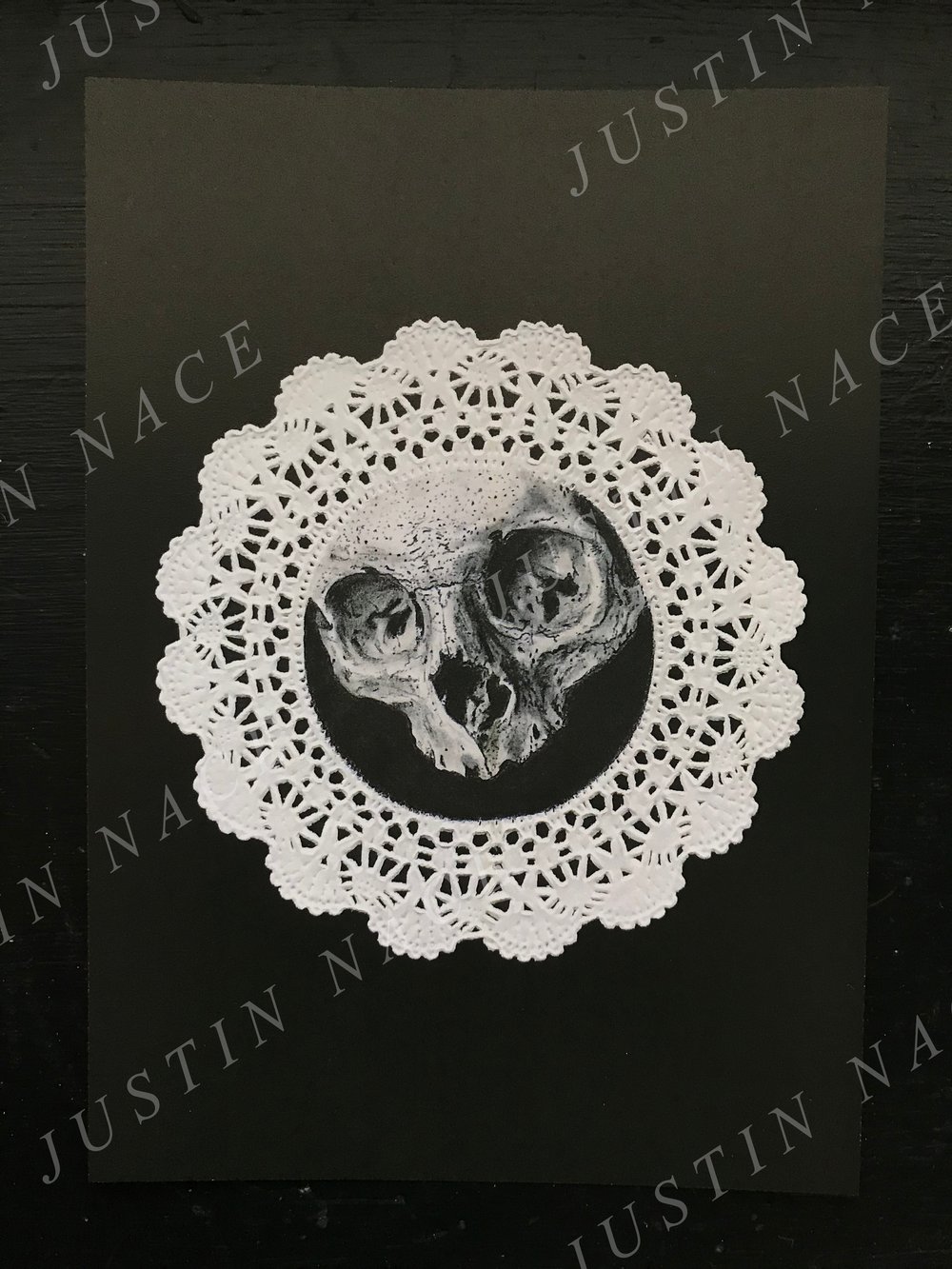 Image of Skull Doily Art Print 5x7