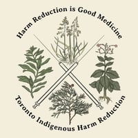 “Harm Reduction is Good Medicine” sticker.