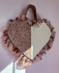 Image 1 of One Off Blush Zebra Heart Bag ✨ | Recycled Textiles Occasion Bag
