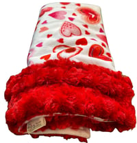 Image 5 of Red Watercolor Hearts Minky Car Seat Blanket