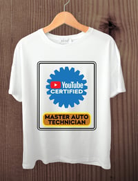 White YouTube Certified Master Auto Technician Tshirt