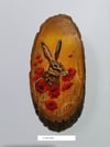 Wake Up and Smell The Poppies: Hare Painting on a Wood Slice