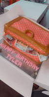 Pink LV Suitcase Cake