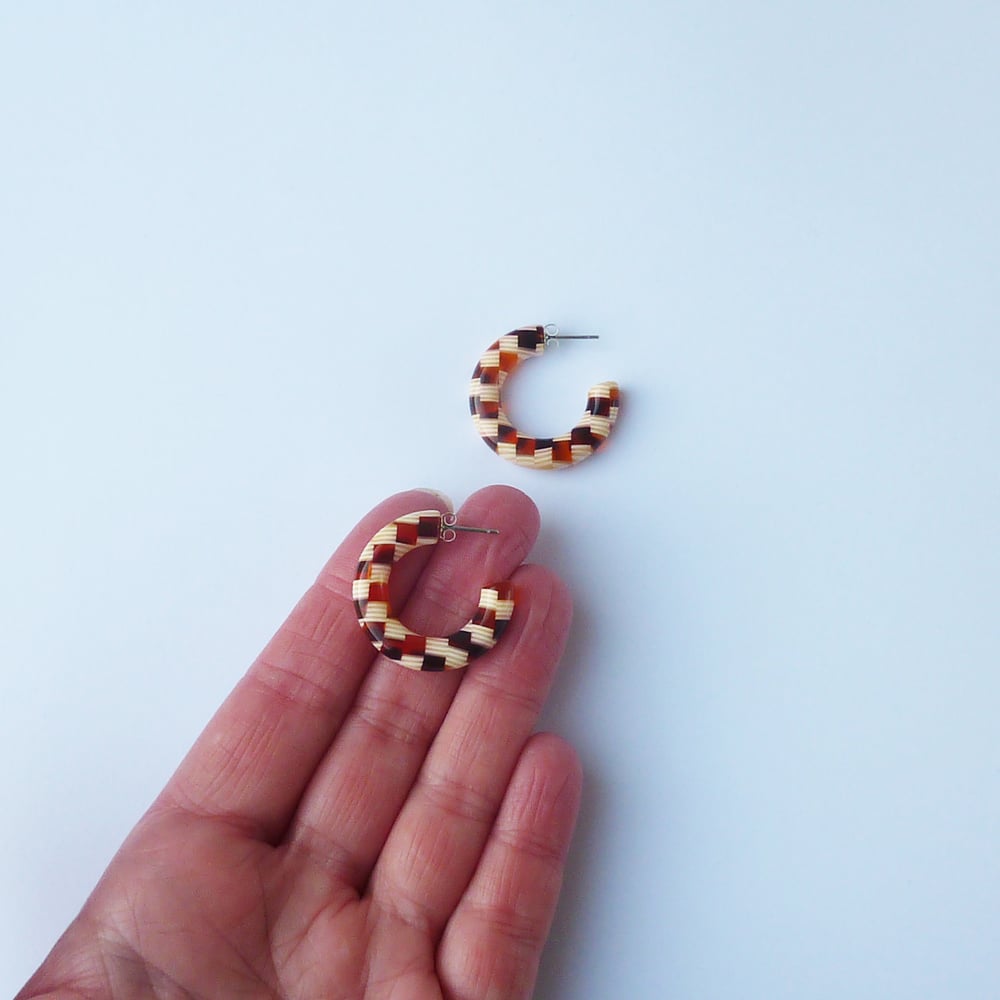 Image of *NEW* Honey Checker Mini Hoop Earrings