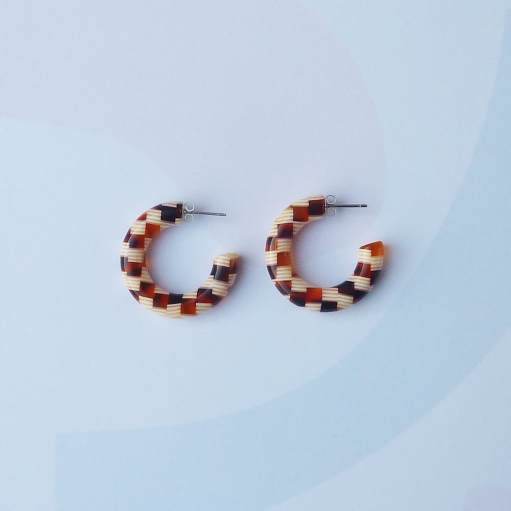 Image of *NEW* Honey Checker Hoop Earrings