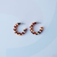 Image 1 of *NEW* Honey Checker Hoop Earrings