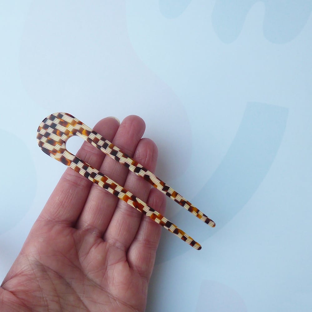 Image of *NEW* Honey Checker Hair Pin