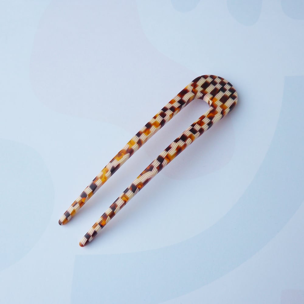 Image of *NEW* Honey Checker Hair Pin