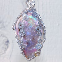 Image 3 of Fossilized Drusy Gem Shell Mermaid Pendant