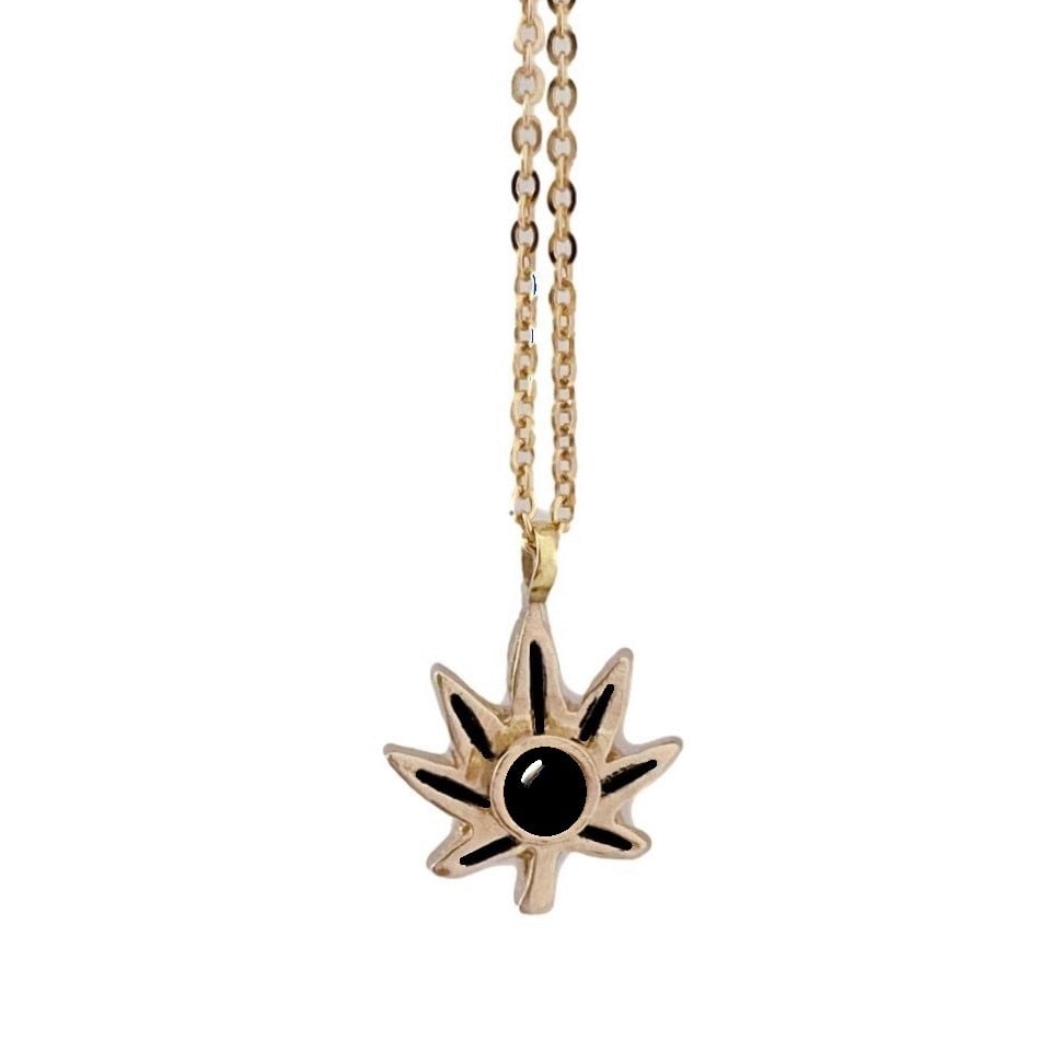 Image of Leaf Necklace with Black Onyx