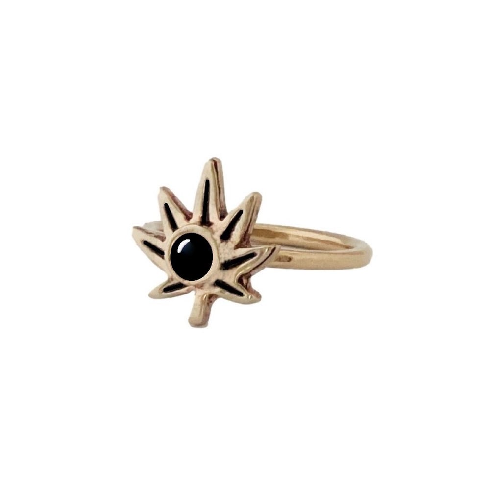 Image of Leaf Ring with Black Onyx