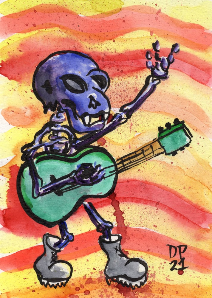 Image of Skeleton Rocker Green Guitar