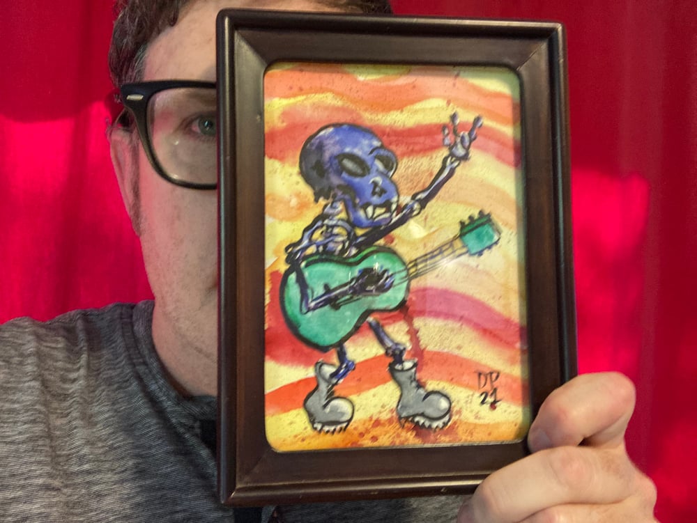 Image of Skeleton Rocker Green Guitar