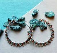 Turquoise/Siena beaded hoops 