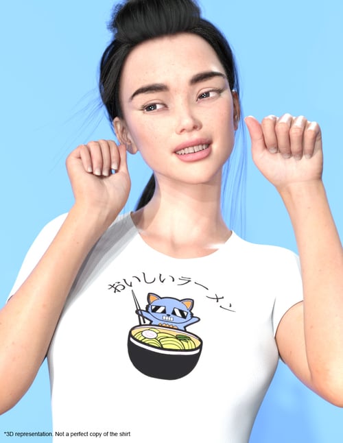 Image of Women's Relaxed T-Shirt - Bella Canvas Robo Neko - Delicious Ramen