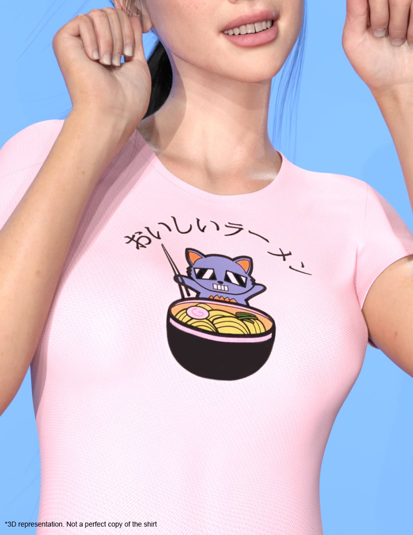 Image of Women's Relaxed T-Shirt - Bella Canvas Robo Neko - Delicious Ramen