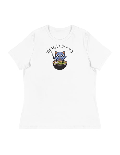 Image of Women's Relaxed T-Shirt - Bella Canvas Robo Neko - Delicious Ramen