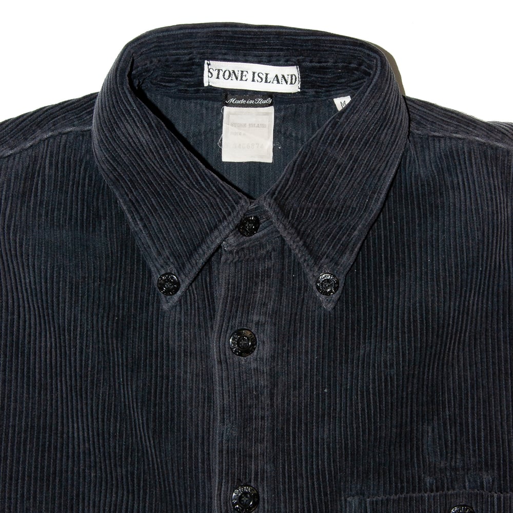 Image of Stone Island 1995 Black Corduroy Overshirt