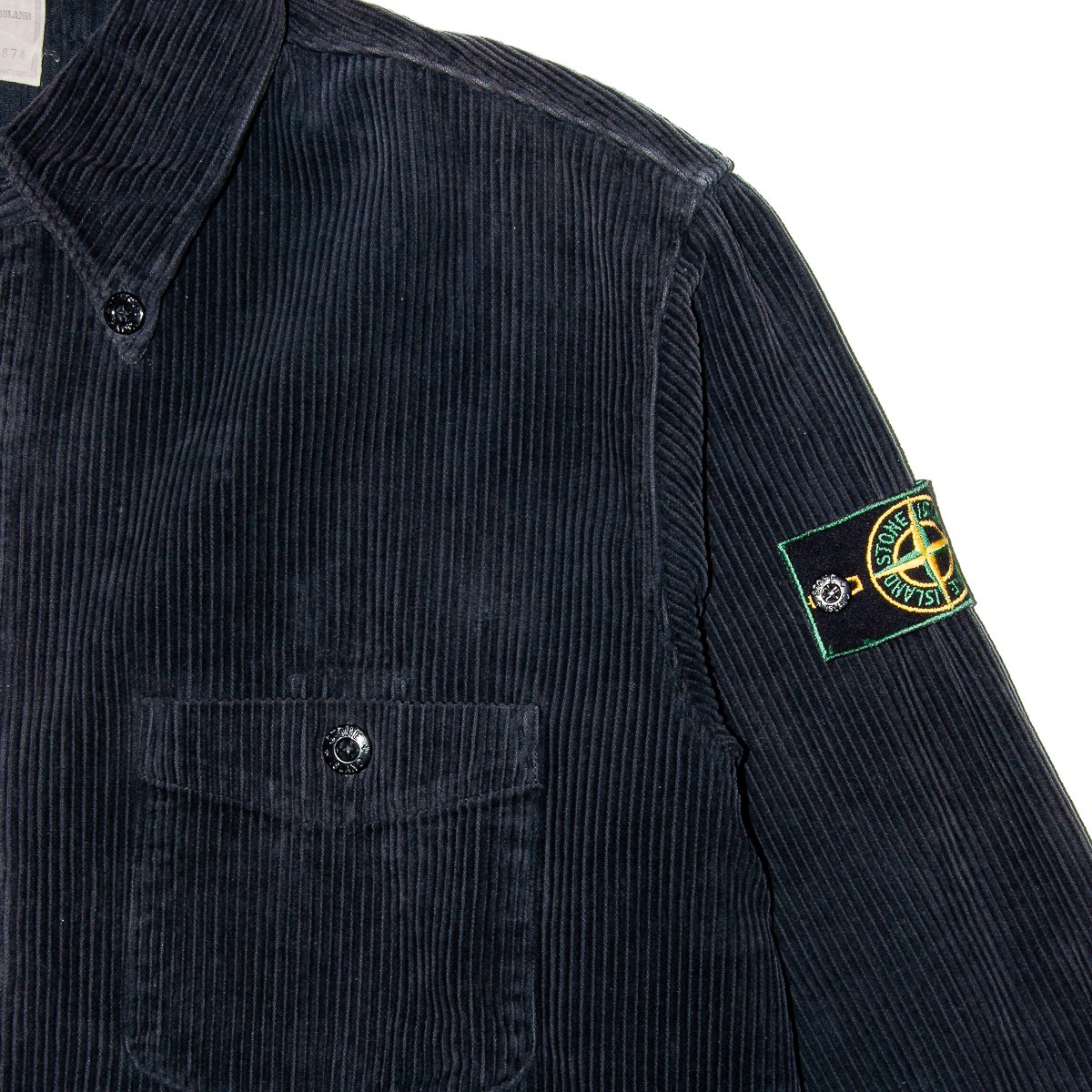 Image of Stone Island 1995 Black Corduroy Overshirt