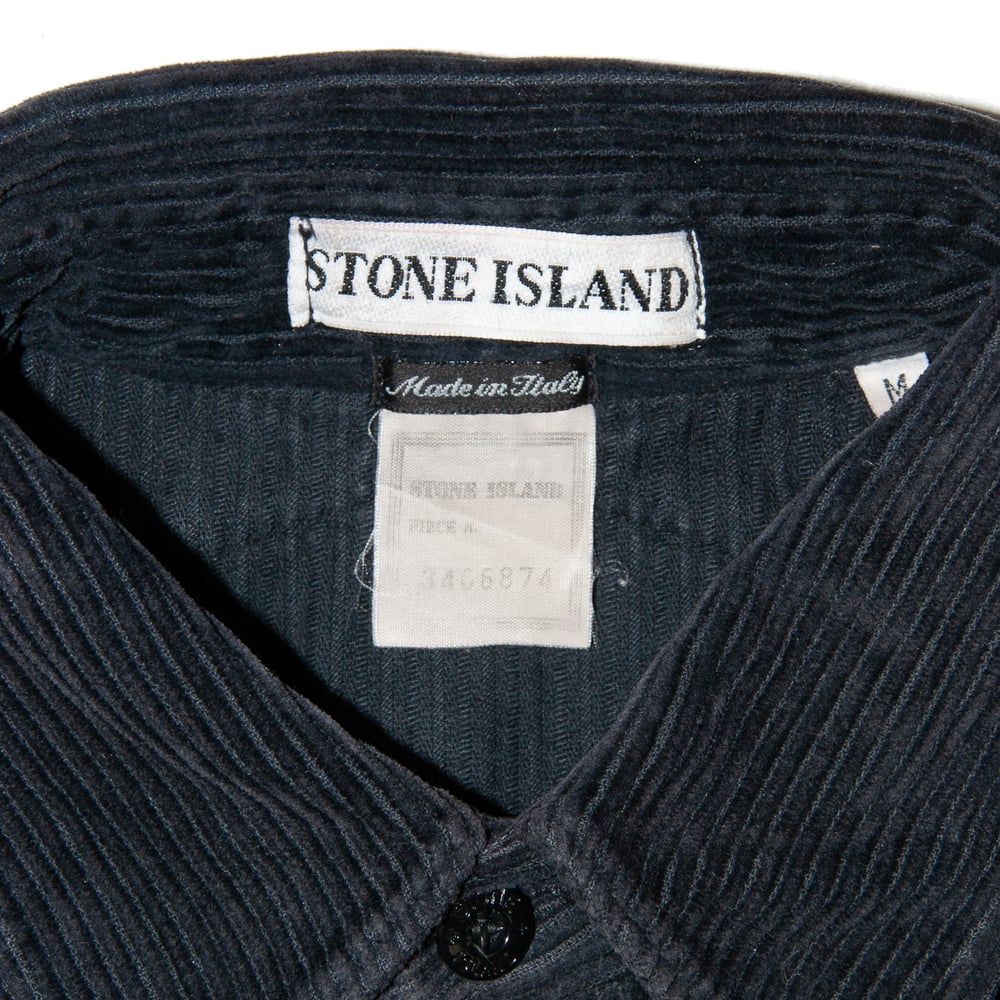 Image of Stone Island 1995 Black Corduroy Overshirt
