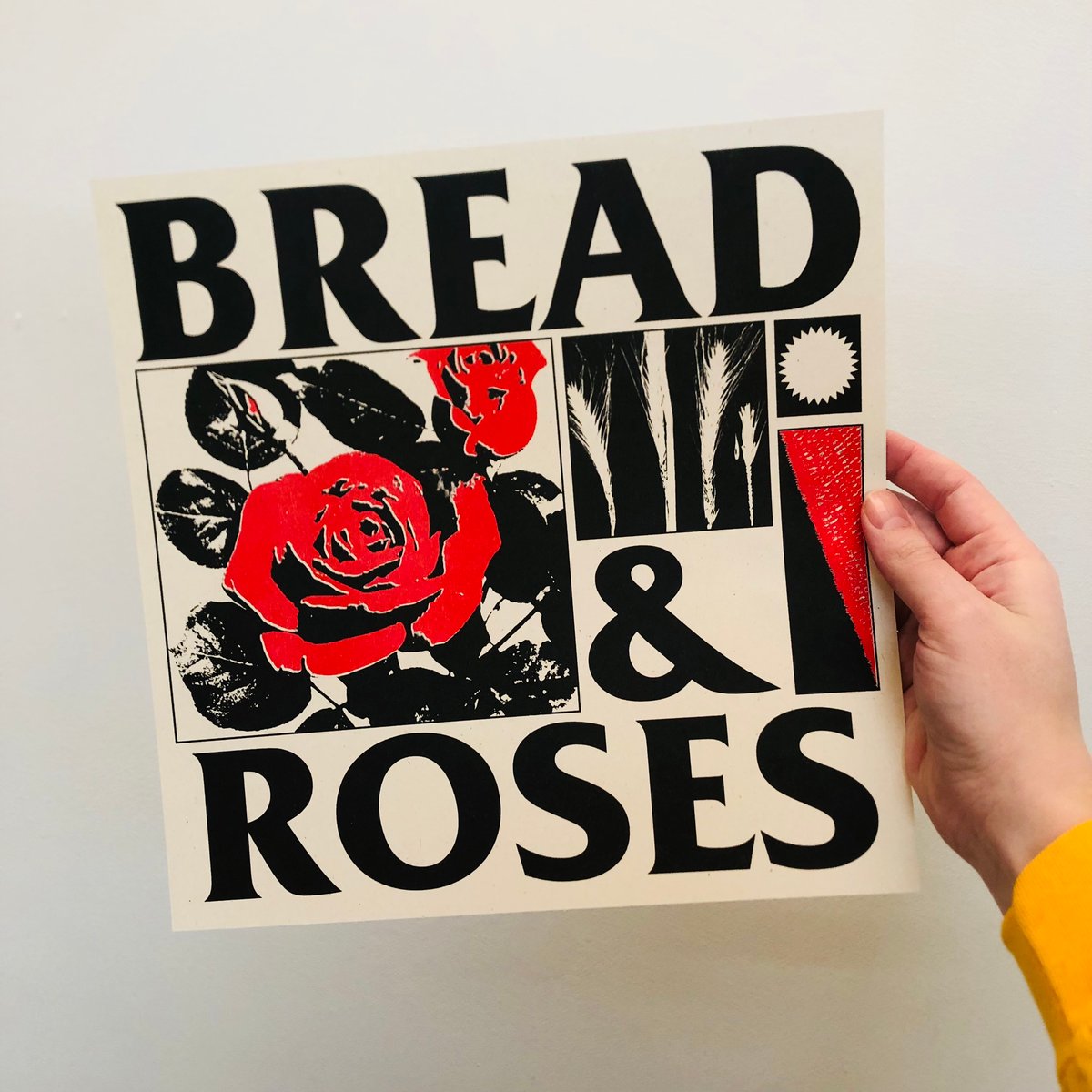 Image of BREAD & ROSES large square riso print
