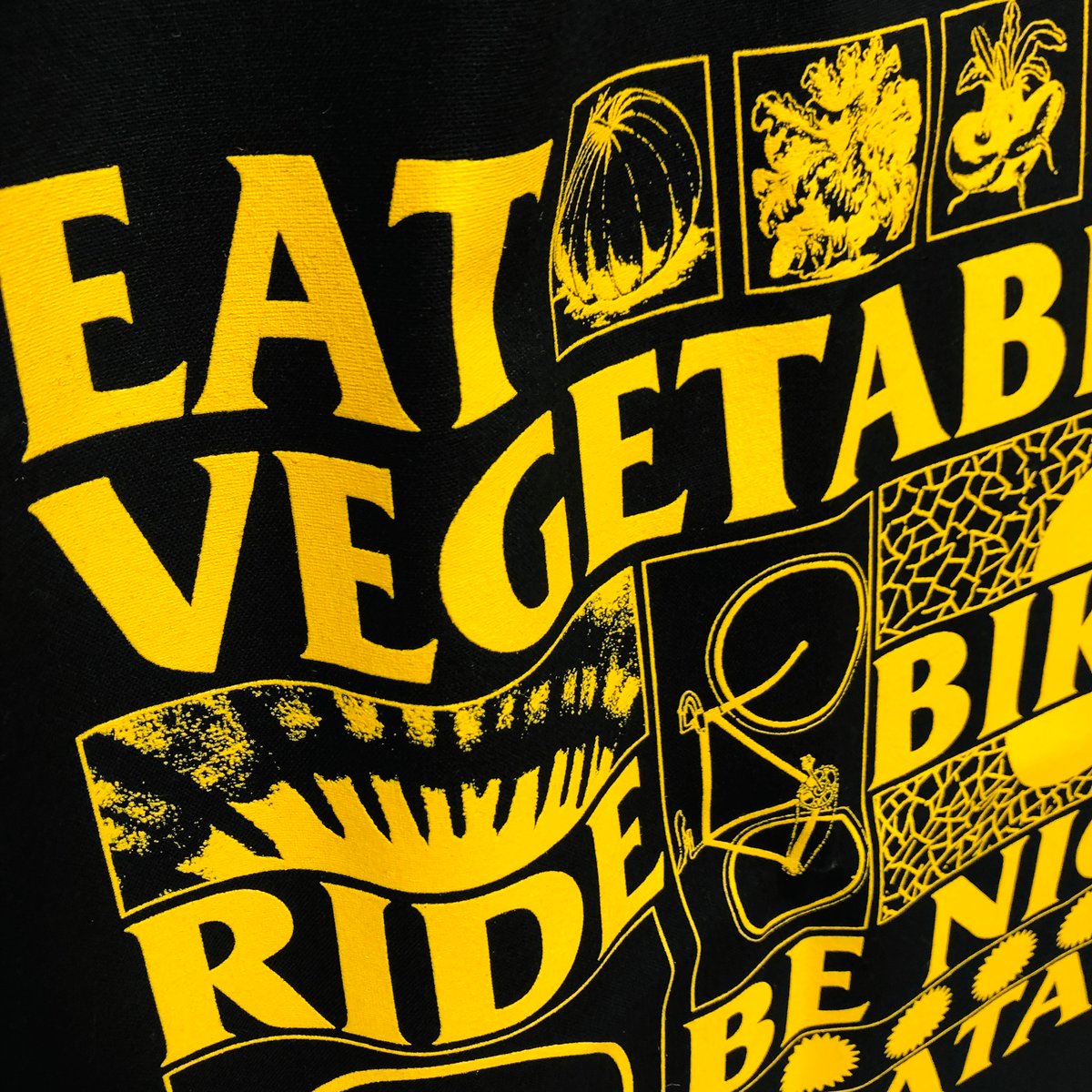 Image of Eat Veg, Ride Bikes, Be Nice, Hail Satan black tote bag