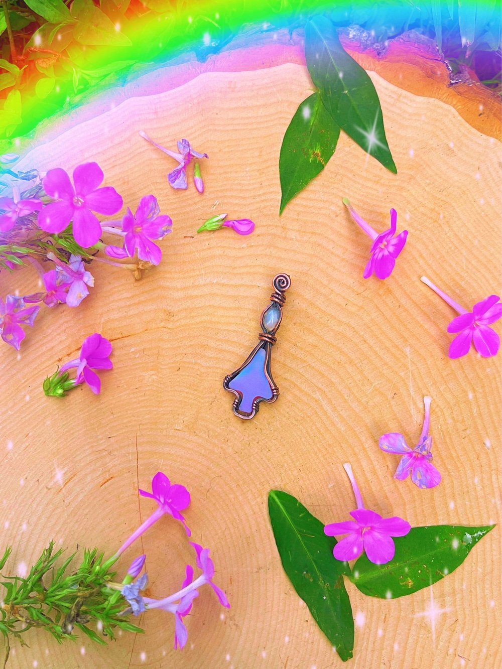 Aurora Opal Mushroom Pendant 💕