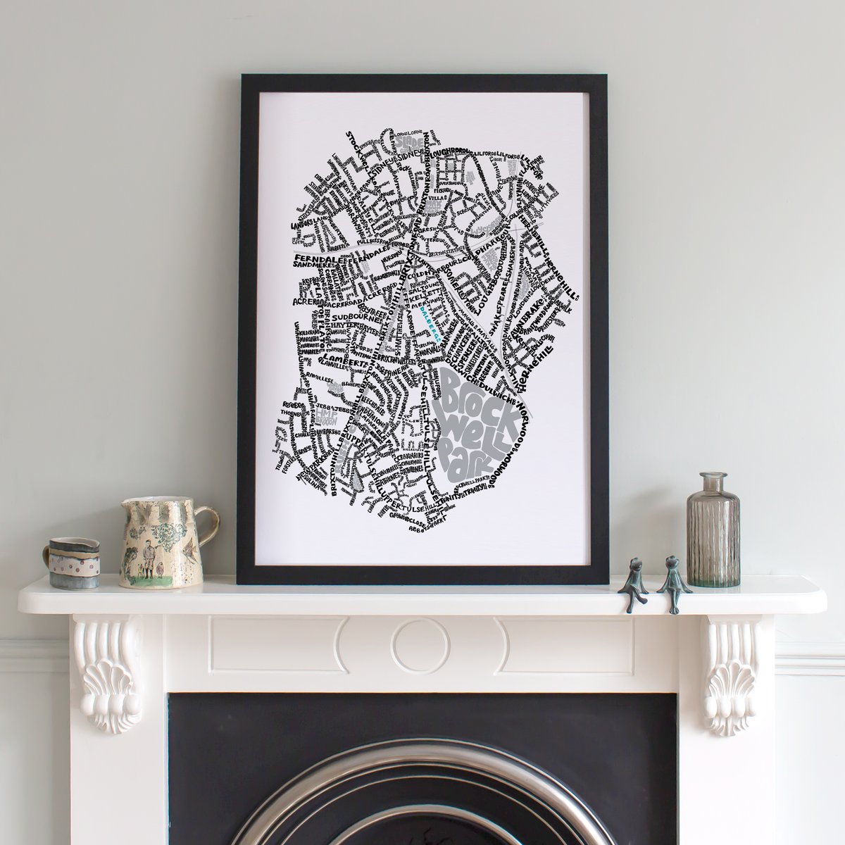 Brixton, Brixton Hill & Tulse Hill - Typographic Street Map | Me On The Map