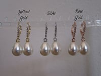 Image 2 of Kate Middleton Duchess of Cambridge Inspired Replikate Yellow Rose Gold Silver Pearl Drop Earrings