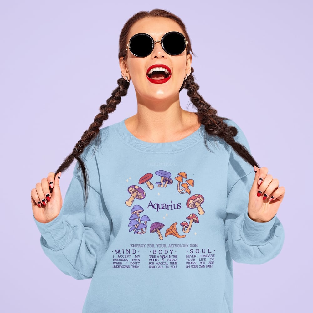 Image of LIGHT MUSHROOM ASTROLOGY CREWNECK