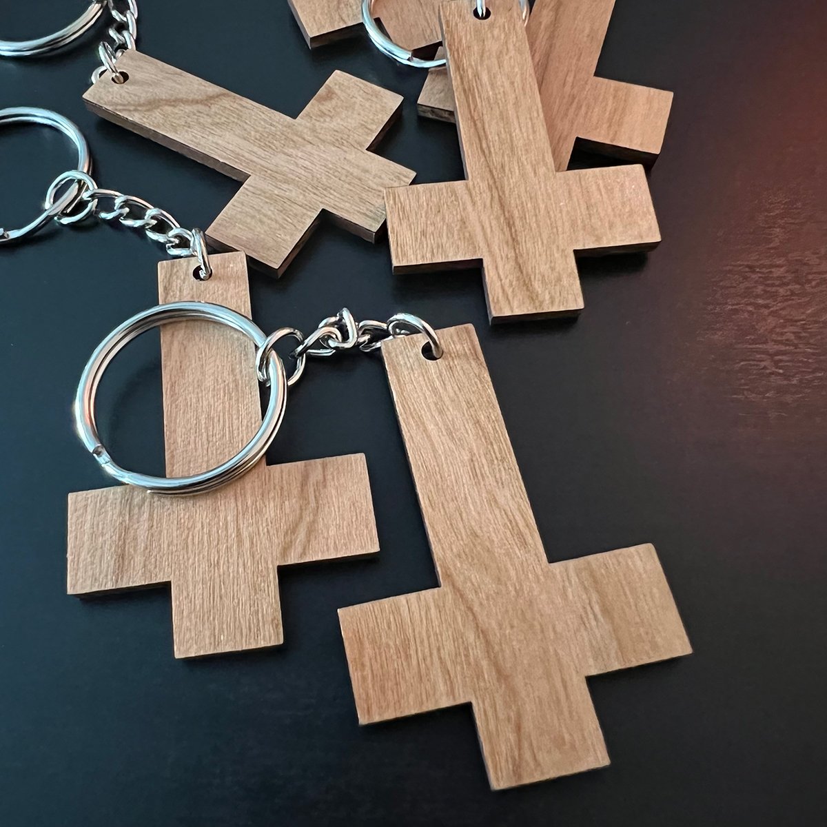 Wooden Cross Keychain