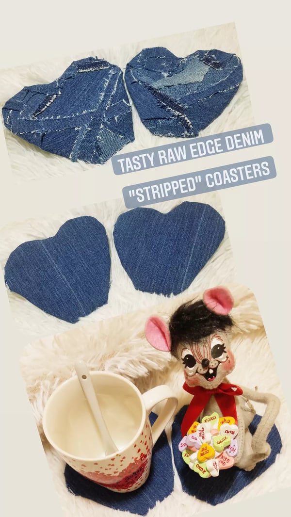 Image of Tasty Raw Edge Denim “Stripped” Coster Set