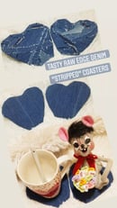 Image 1 of Tasty Raw Edge Denim “Stripped” Coster Set
