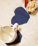 Image 2 of Tasty Raw Edge Denim “Stripped” Coster Set