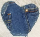 Image 1 of Tasty Raw Edge Denim “Single Heart” Coster