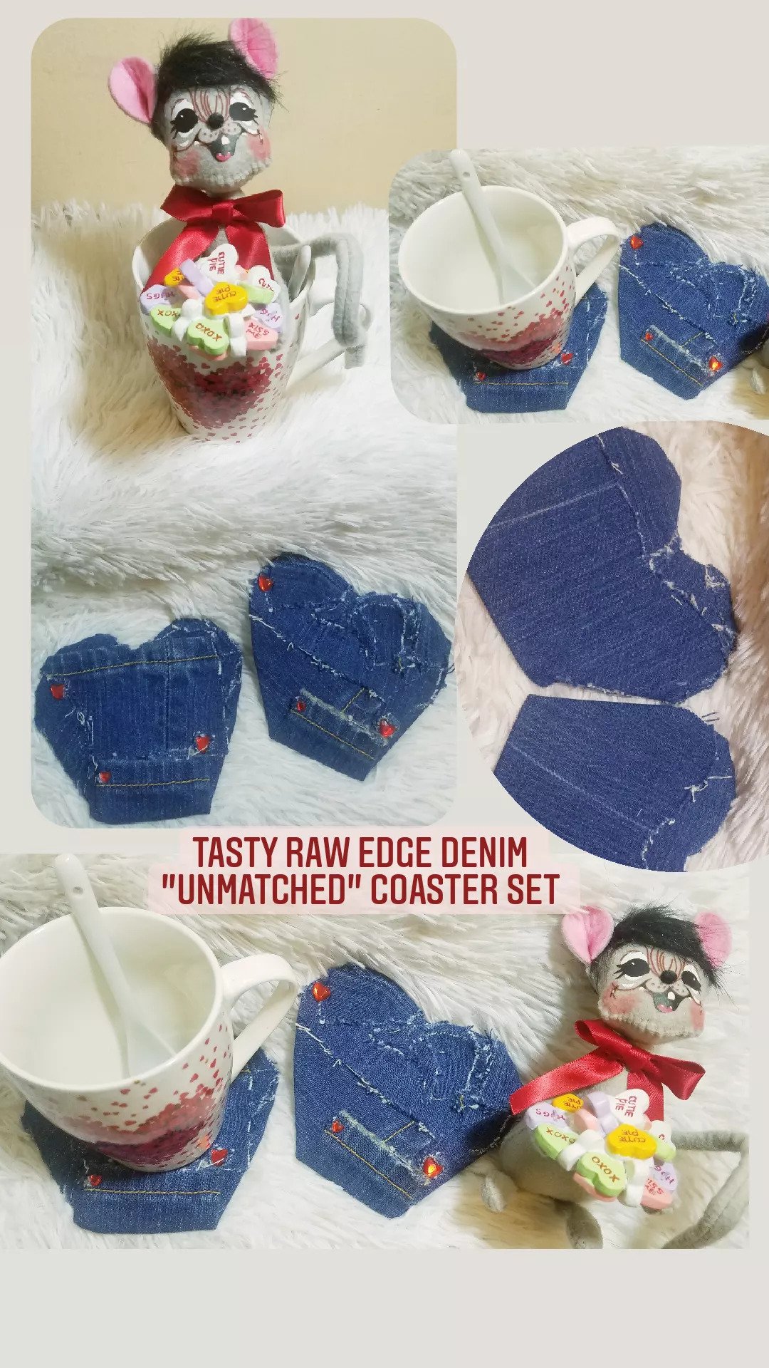 Image of Tasty Raw Edge Denim “Un-Matched” Coster Set