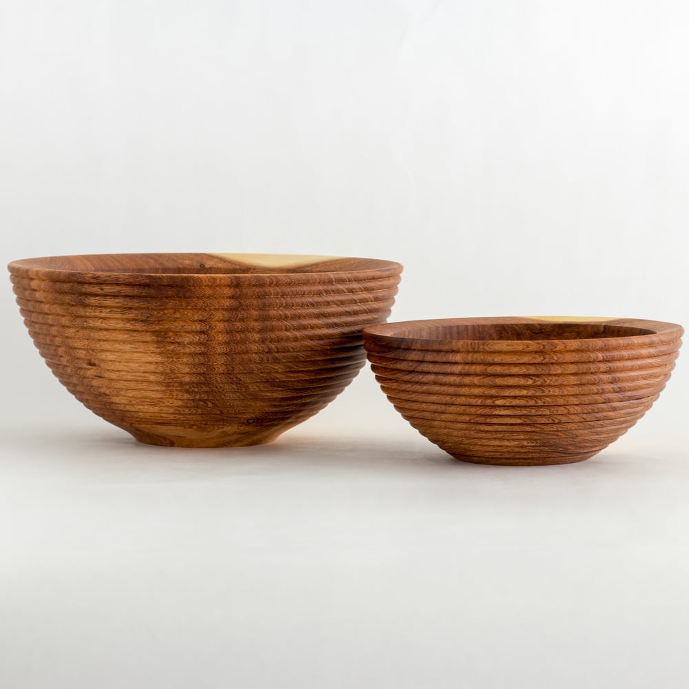 Image of Handmade Beaded Mesquite Bowl Set