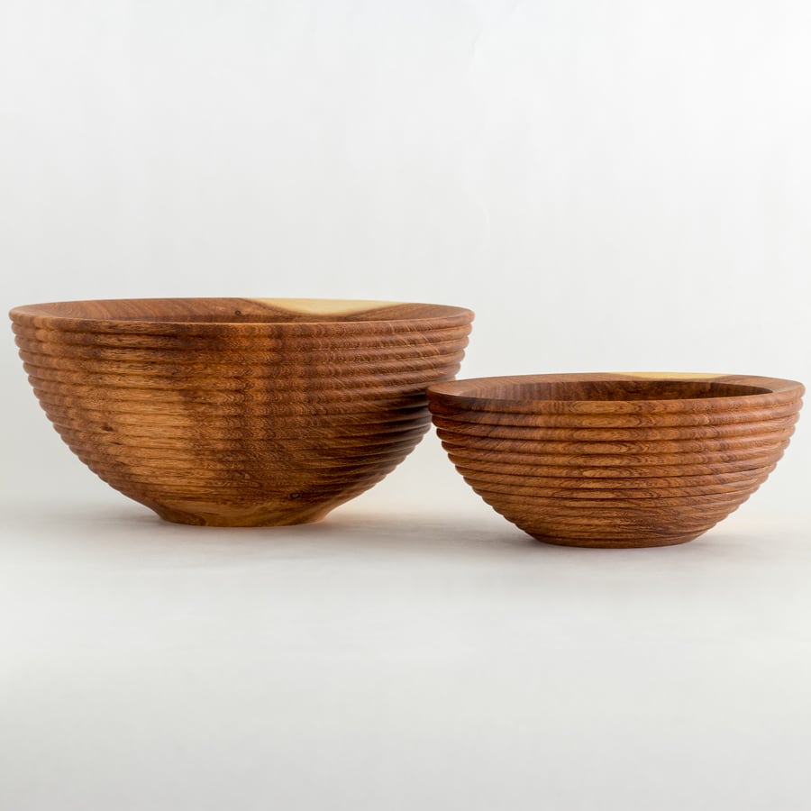 Image of Handmade Beaded Mesquite Bowl Set 