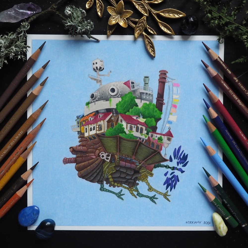 Image of Studio Ghibli Howl's Moving Castle Miyazaki Fine Art Print 