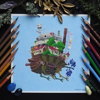 Image 1 of Studio Ghibli Howl's Moving Castle Miyazaki Fine Art Print 