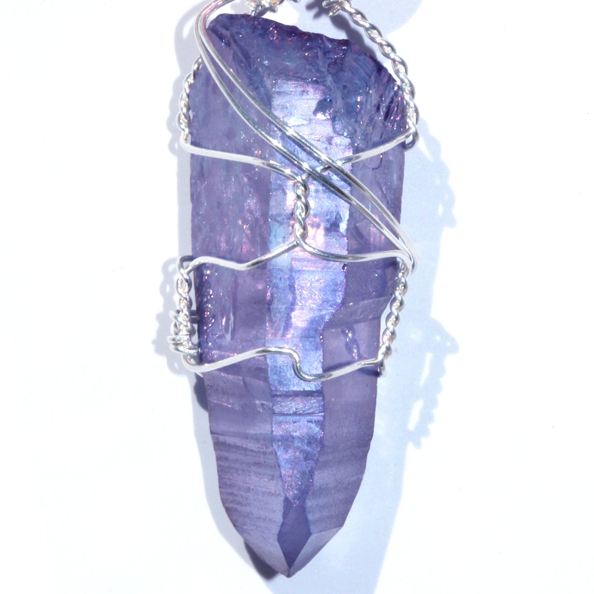 Tanzan Aura Quartz Laser Lemurian Crystal Pendant