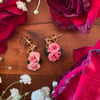 Pink Double Rose Dangles