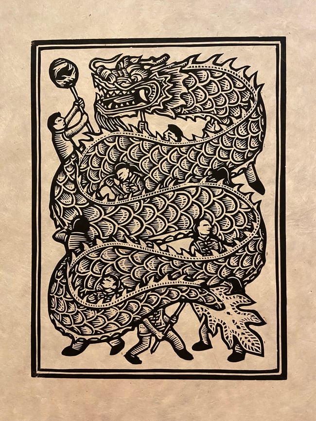 Dragon Dance Block print