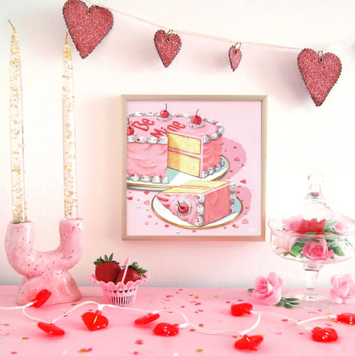 Image of “Be Mine” Valentine cake 8x8 print 