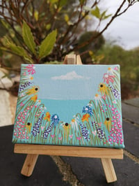 Mini canvas ~ flowers & clouds