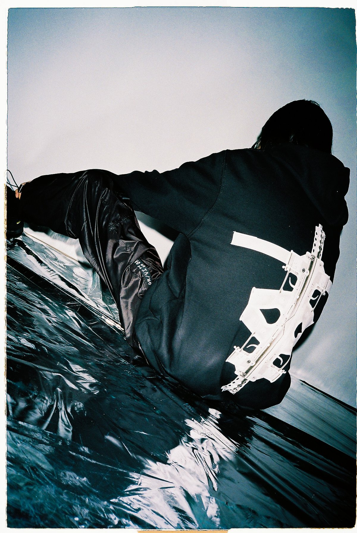 Image of TERROR VISION - Tech9 Cross hoodie (with one 3M reflective embroidery logo patch on the hood.)